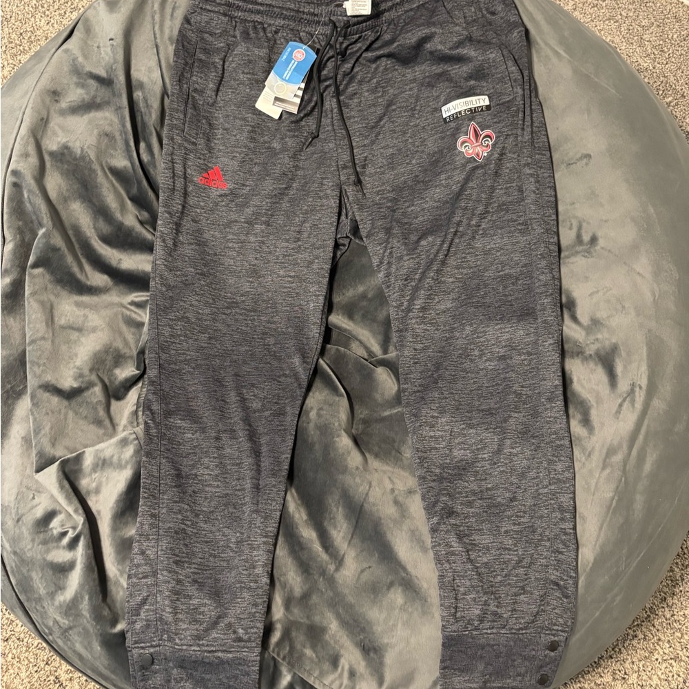Adidas Gray Sweatpants Tapered Fit Cotton-Blend